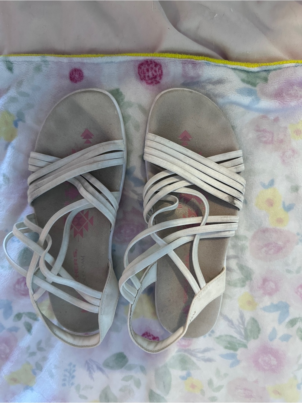 Skechers White Multi-Strap Comfort Sandals